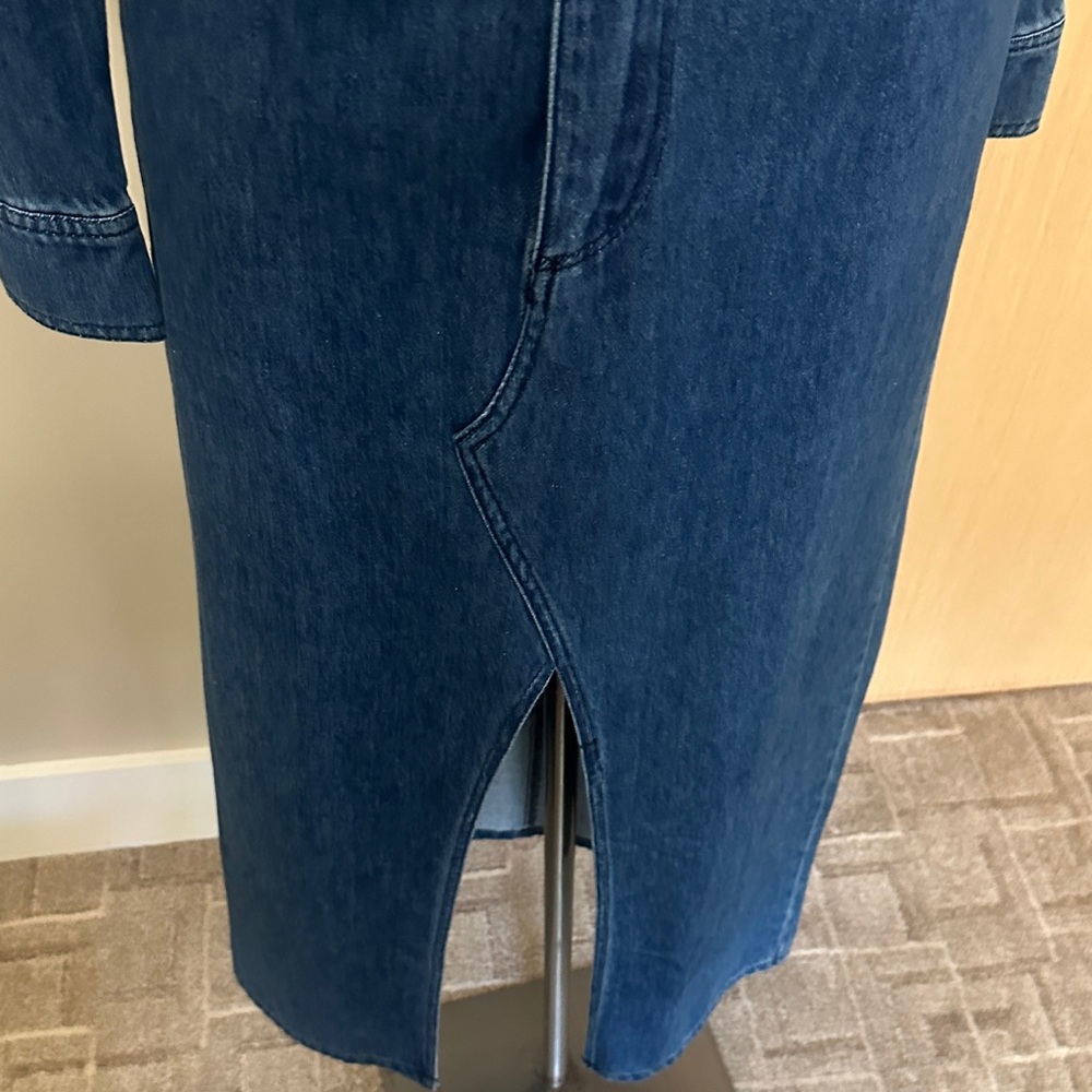 Steve Madden Dark Blue Denim Maxi Skirt with Front Slit - Picture 10 of 16